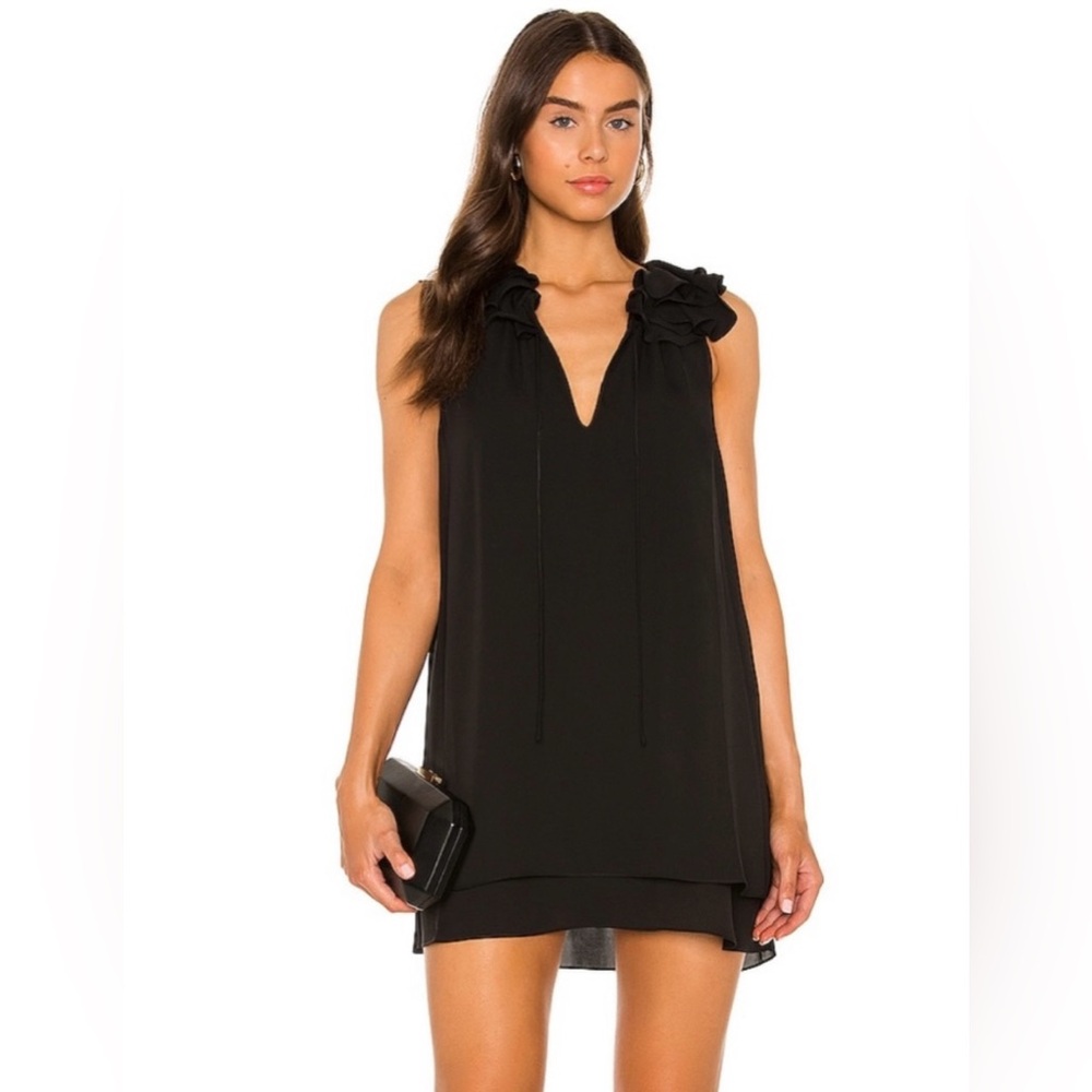 Amanda Uprichard Black Belle Crepe Shift Sleeveless Dress. Size Small